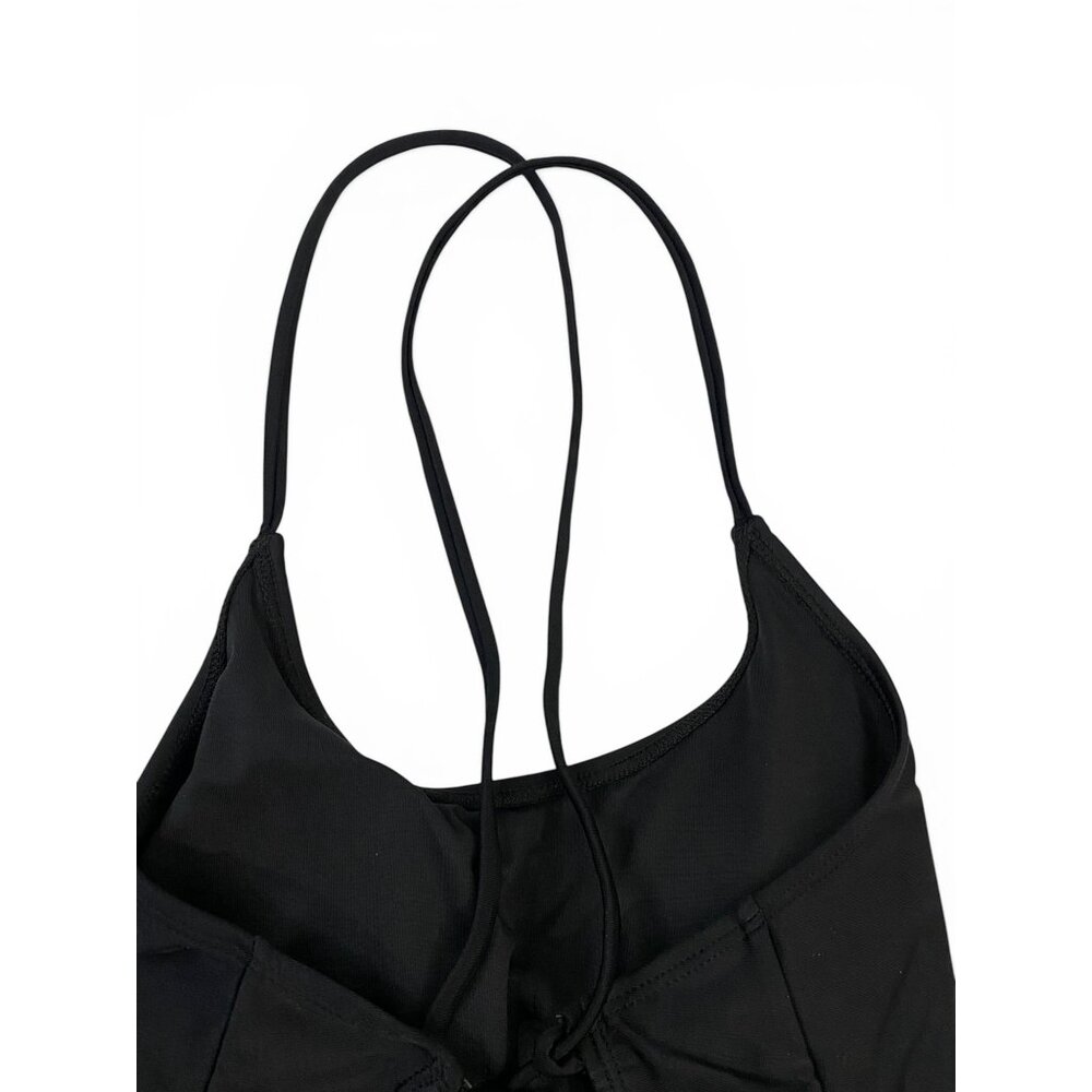 NWT SHEIN Black One Piece Swimsuit Lace Up Crossed Straps Girls Swimwear - Picture 4 of 8